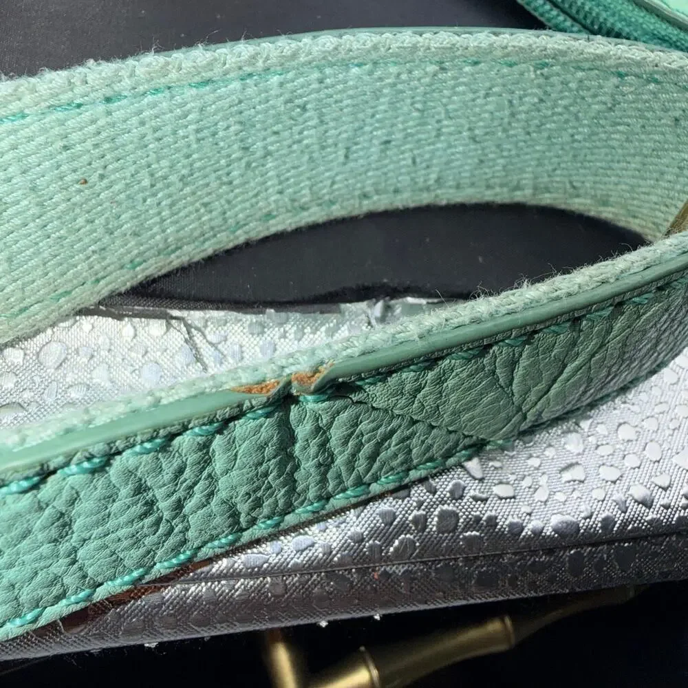 Fossil Mint Green Leather Crossbody Shoulder Bag Vintage Organizer